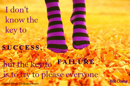 I don't know the key to success, but the key to failure is to try to please everyone - Bill Cosby.  Nikki Schwartz at Spectrum Psychological.net